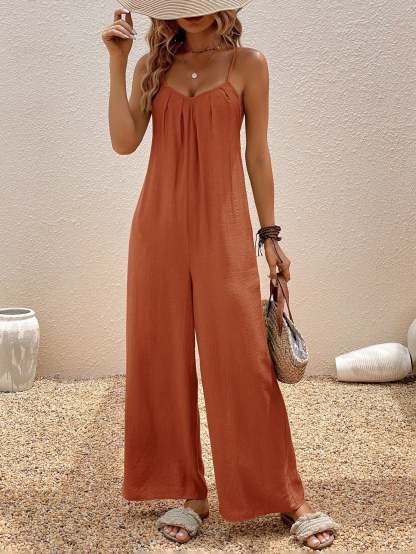 Women Slant Pocket Suspender Jumpsuit