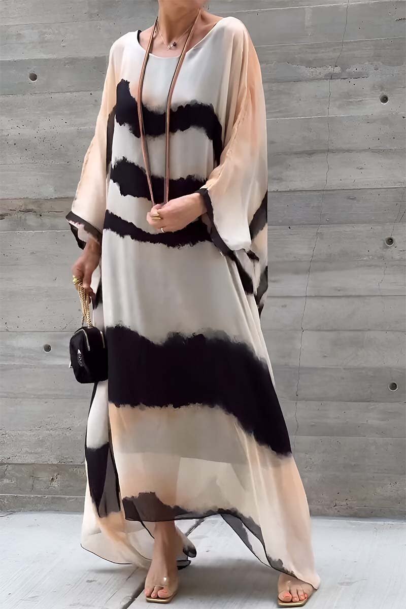 Elegant chiffon striped gradient dress