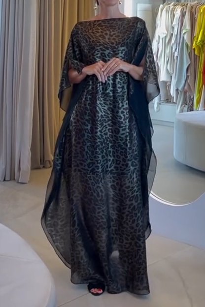 Women's leopard print mesh loose dress