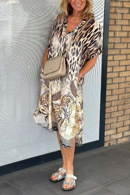 Women's Casual Leopard Print Short Sleeve Dress