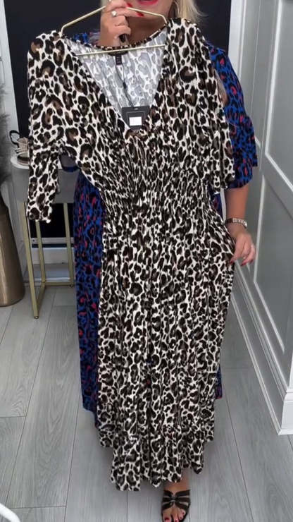Women's V-neck Casual Leopard Print Dress