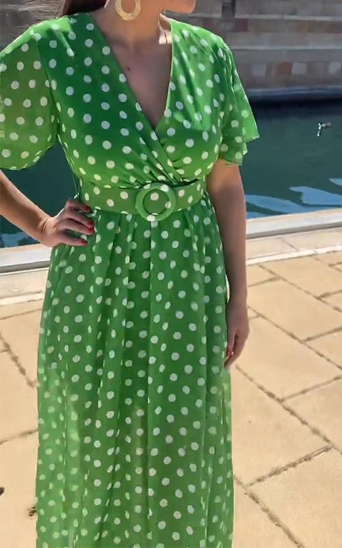 Casual V-neck Polka-dot Dress