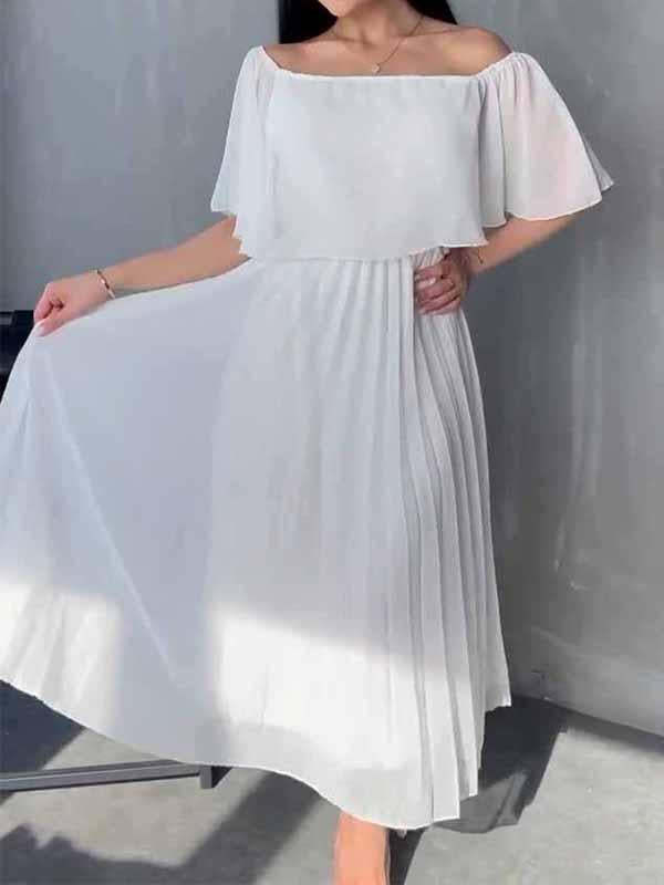 Women's Off-shoulder Pleated Dress