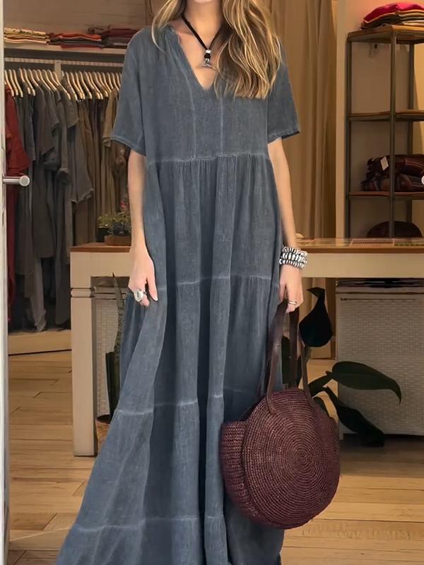 Women Casual Cotton and Linen Dress