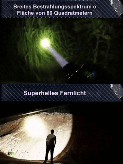 【Doppellichtquelle Superhell Fernstrahler】Weißer Laser Zoom Taschenlampe