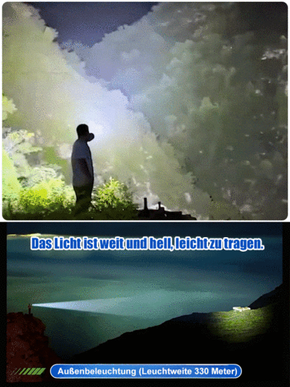 【Doppellichtquelle Superhell Fernstrahler】Weißer Laser Zoom Taschenlampe