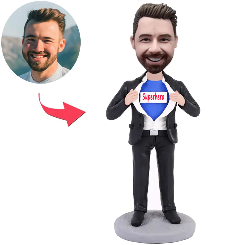 Superhero Business Man Custom Bobbleheads With Engraved Text