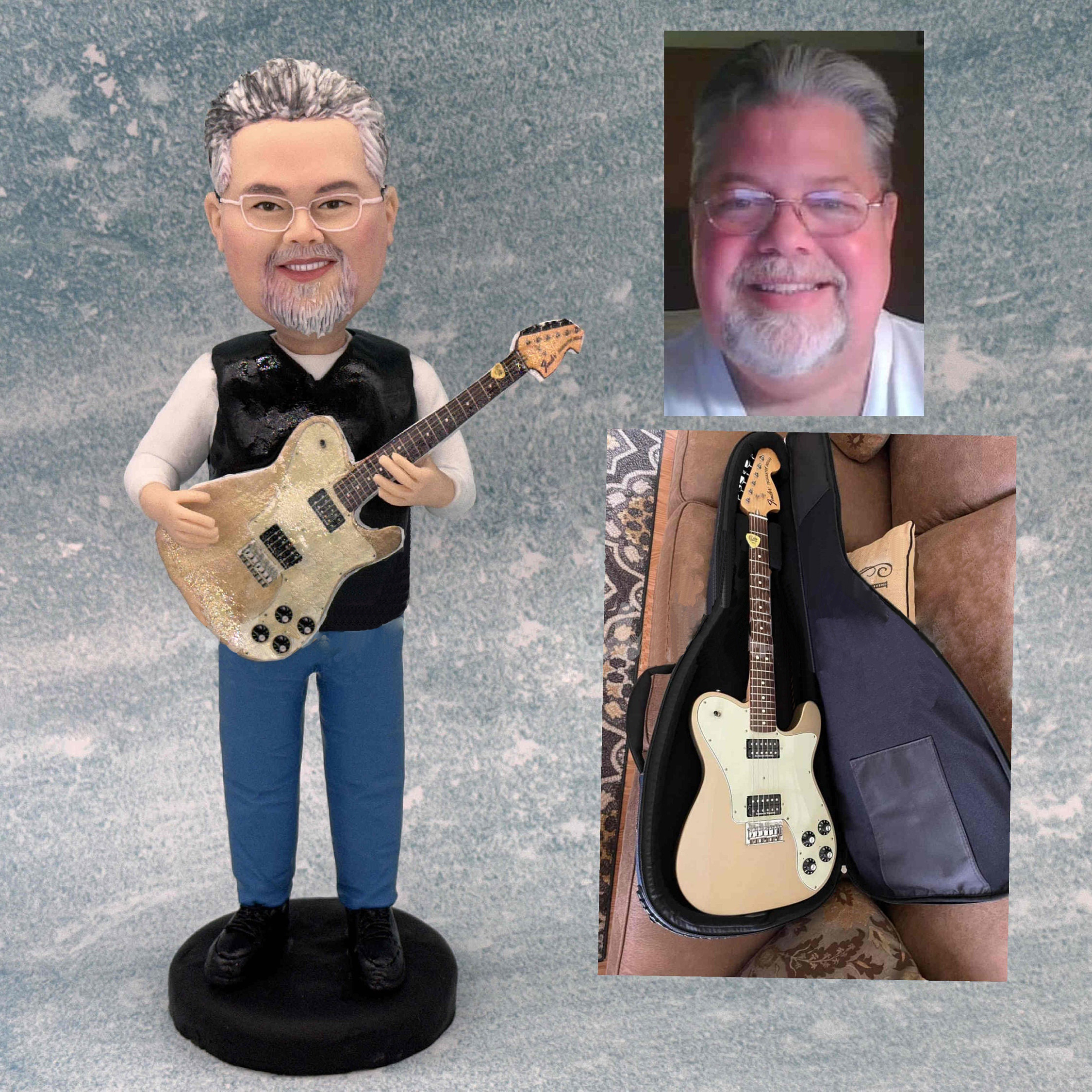 Fully Customizable Playing Guitar Bobbleheads For Man