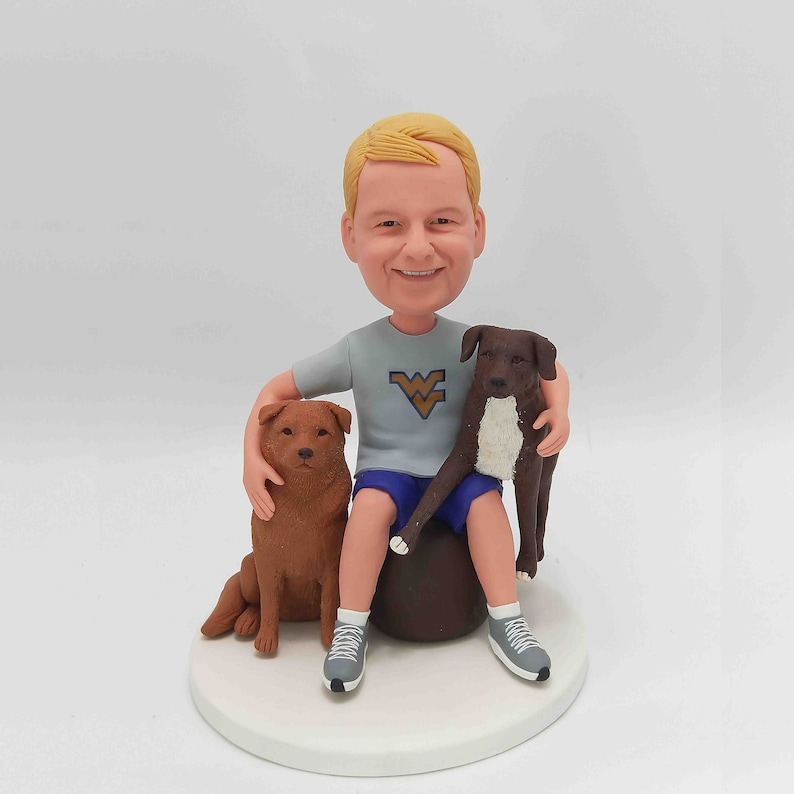 Fully Customizable Man With Dog Bobbleheads