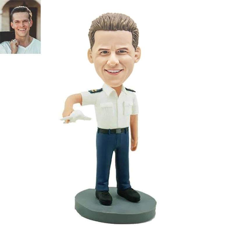 Pilot Carrying A Modle Plane Custom Bobbleheads For Male, Custom Bobbleheads Husband | thepodmall