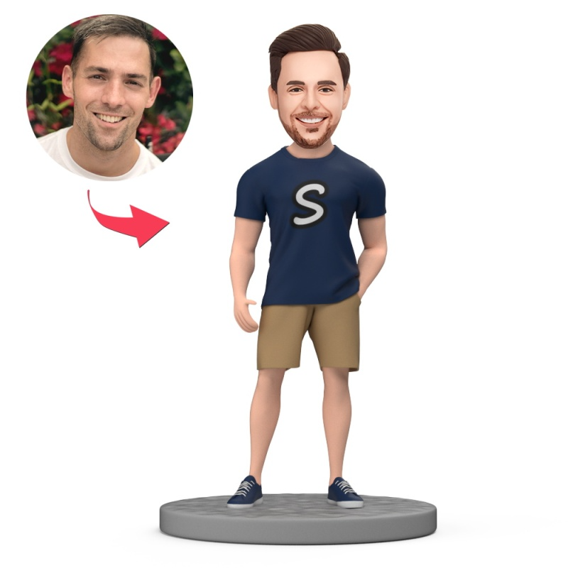 Casual Man Custom Bobbleheads For Father, Custom Bobbleheads Husband | thepodmall