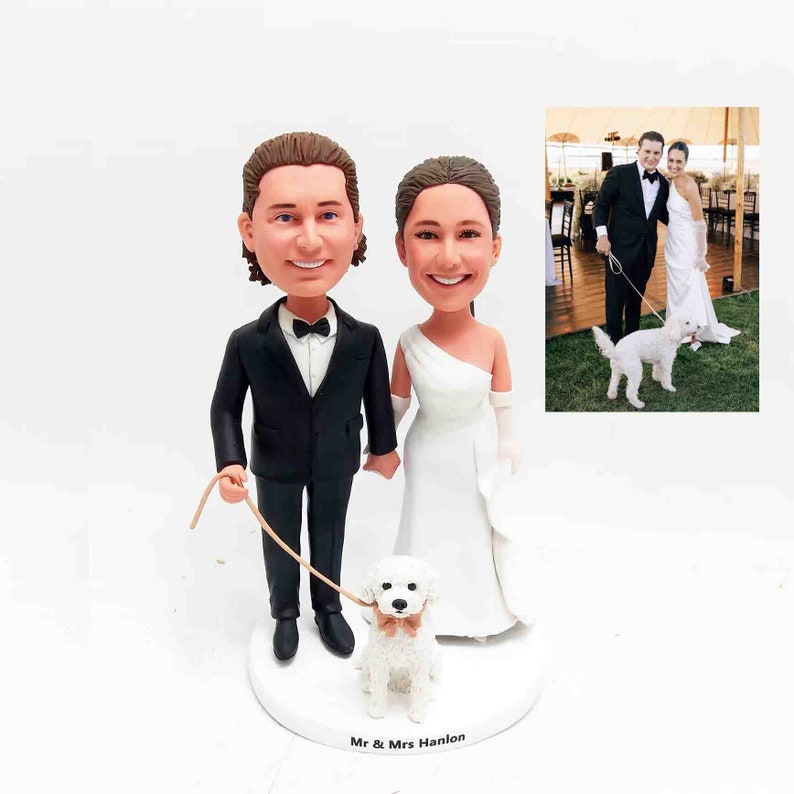 Fully Customizable Wedding Cake Bobbleheads For Couple, Custom Bobbleheads Wedding | thepodmall