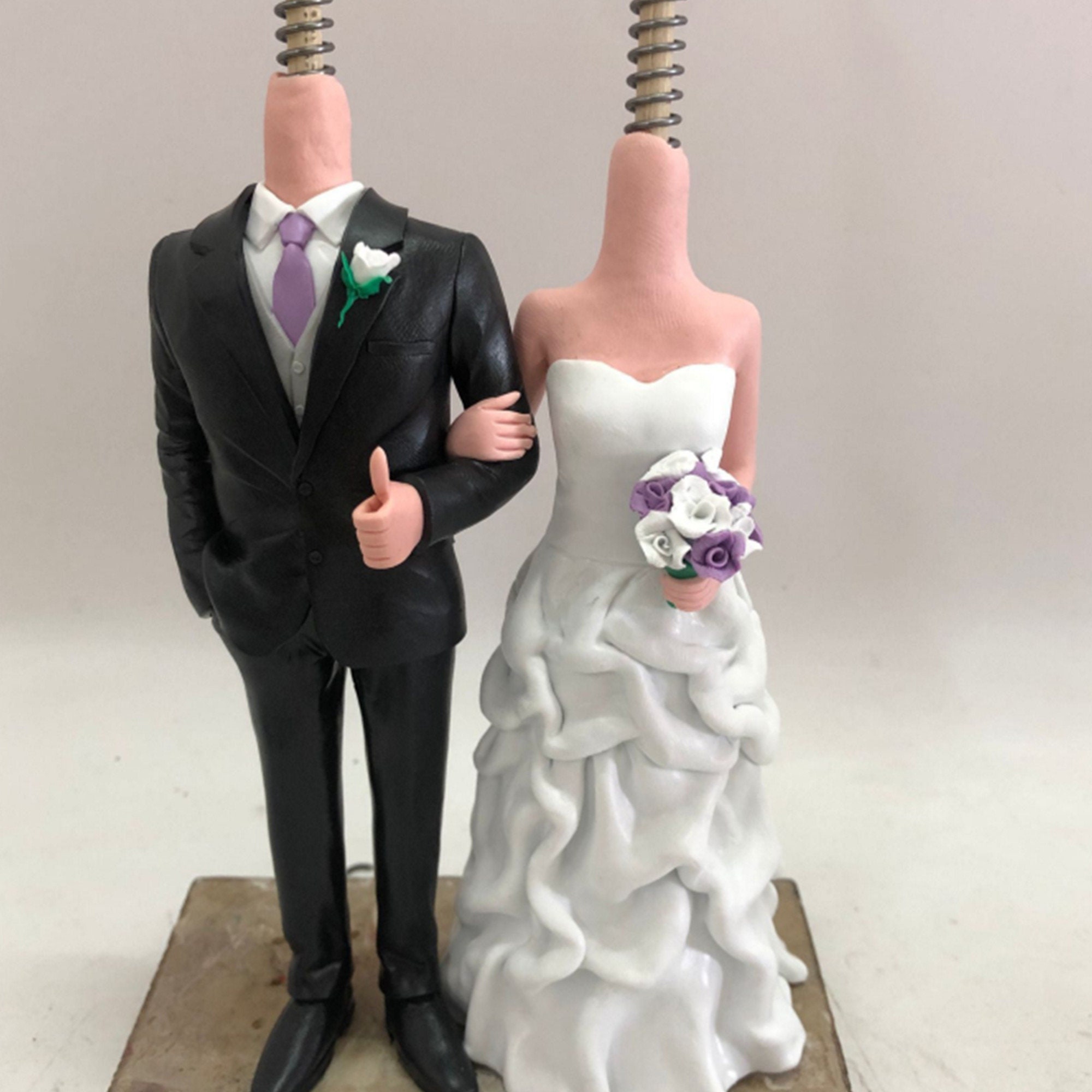 Fully Customizable Wedding Cake Bobbleheads For Couple