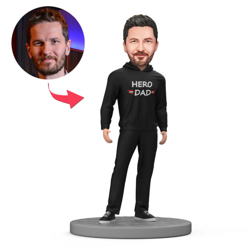 Hero Dad Casual Outfit Bobbleheads For Father, Custom Bobbleheads Husband | thepodmall