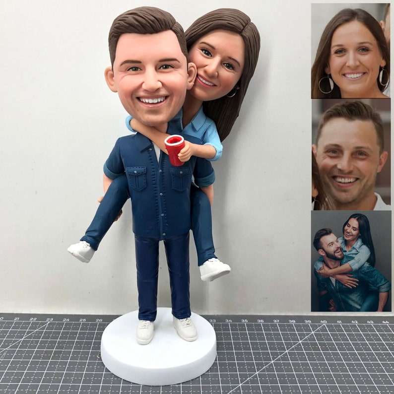 Fully Customizable Anniversary Couple Bobbleheads For Wedding, Custom Bobbleheads Lover | thepodmall