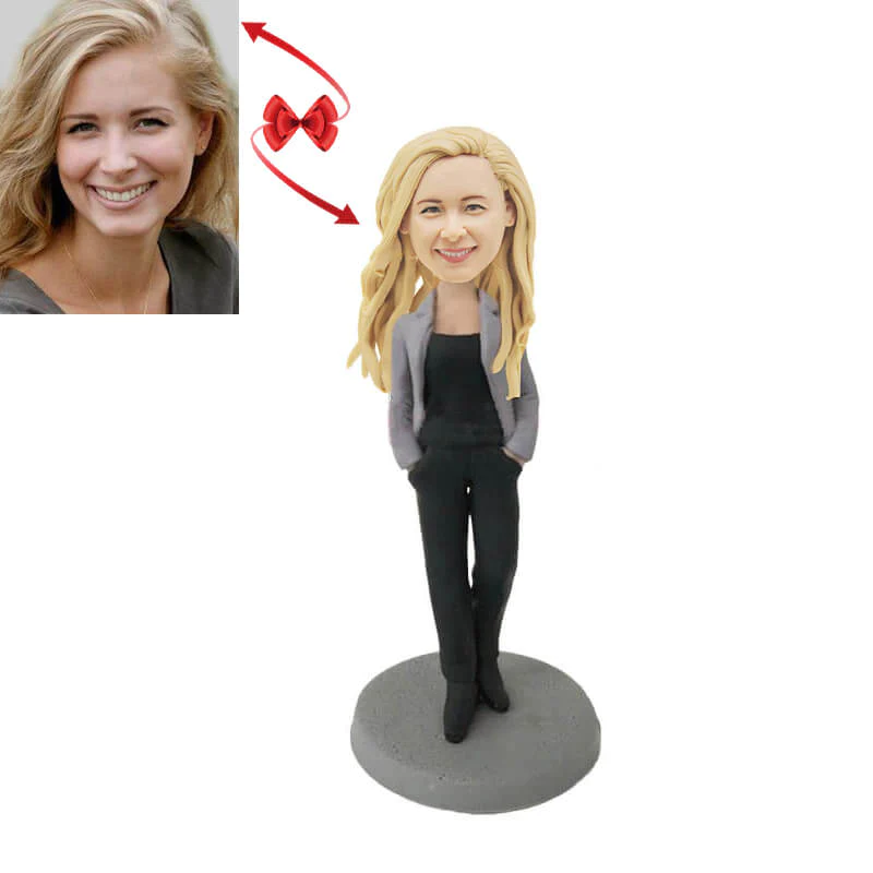 Custom Casual Lady Bobblehead Sculpted from Your Photos Mother's Day Gifts