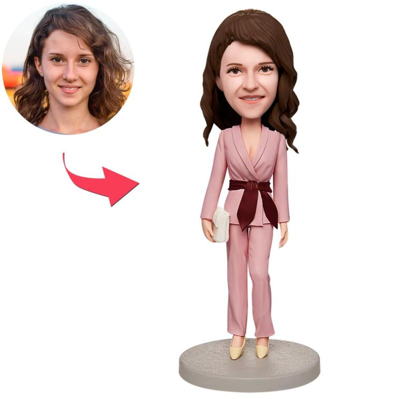 Pink Suit Office Lady Custom Bobbleheads For Female, Custom Bobbleheads Boss | thepodmall