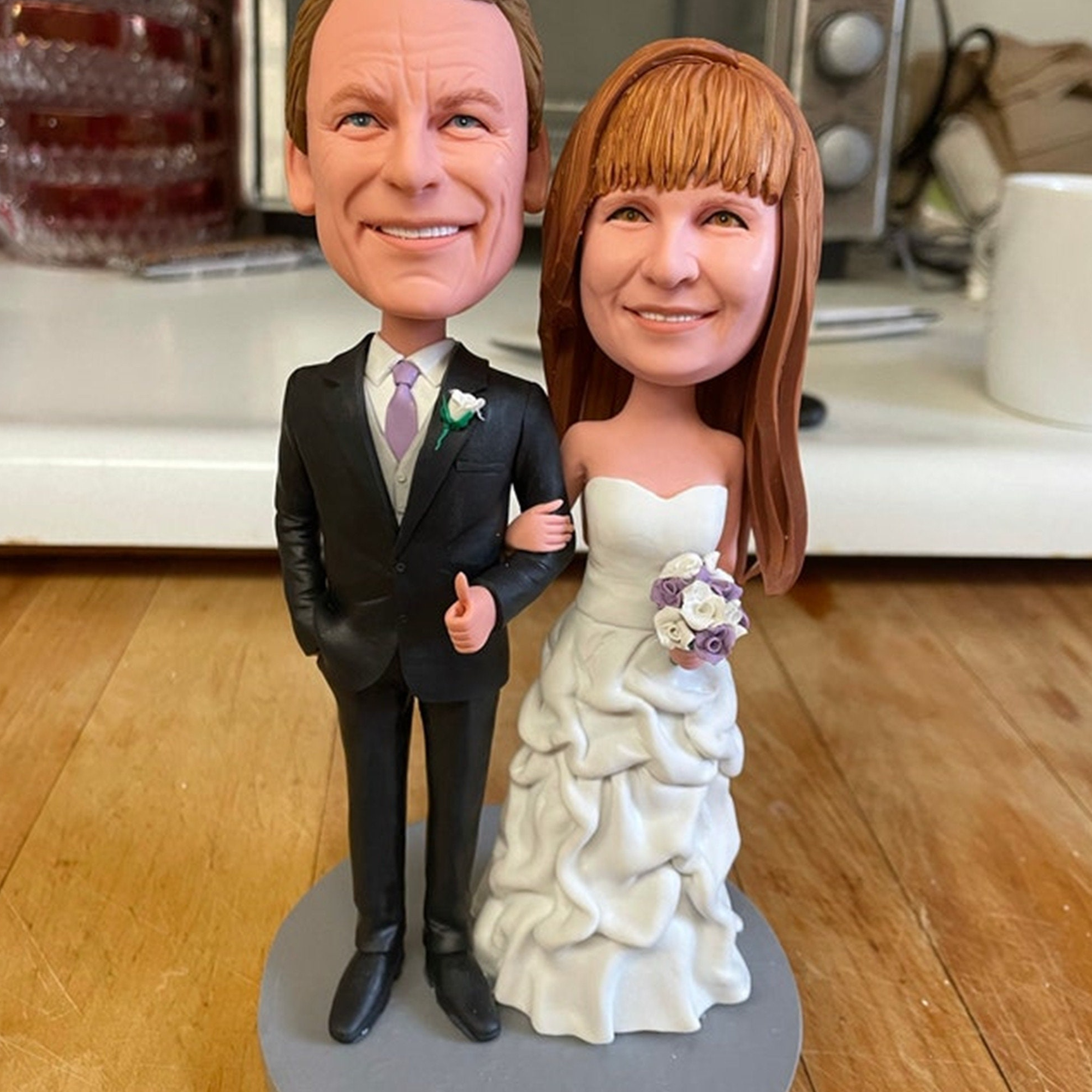 Fully Customizable Wedding Cake Bobbleheads For Couple, Custom Bobbleheads Lover | thepodmall