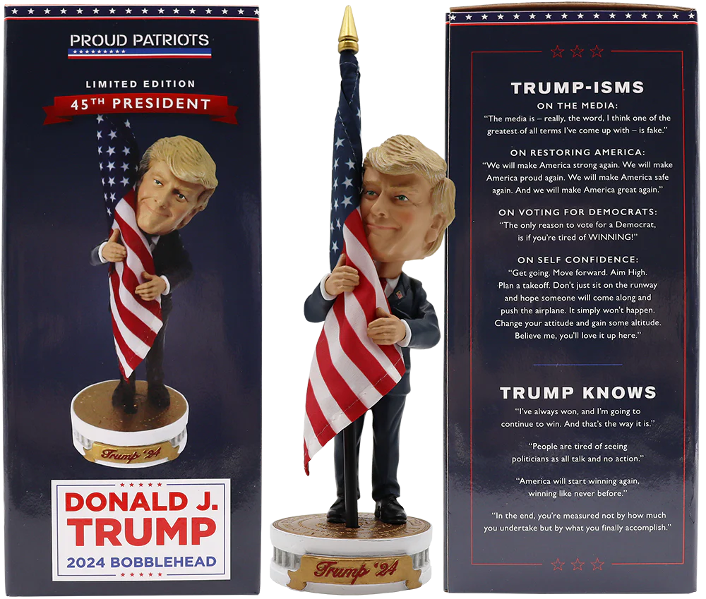 Donald Trump 2024 Bobblehead (Trump Hugging the American Flag)