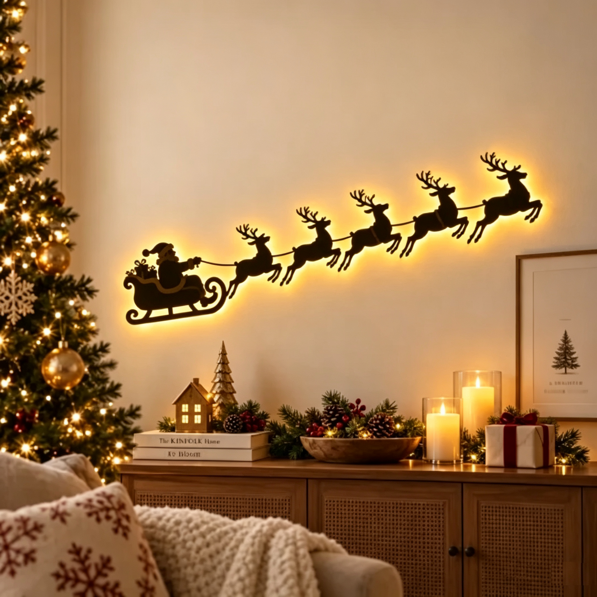 🎅LED Christmas Santa Sleigh Wall Decor