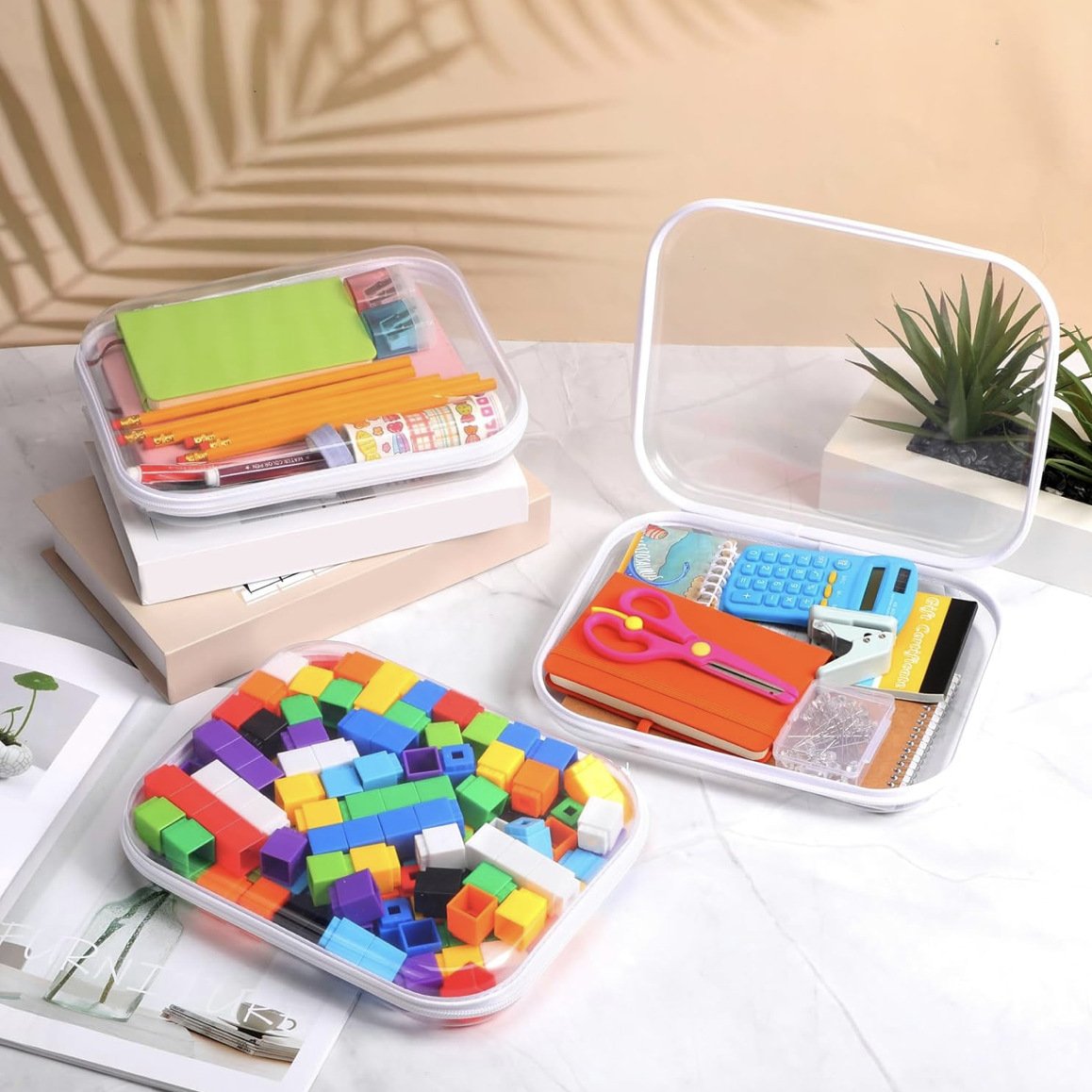 3-Pack Transparent Hard Zipper Storage Bags – Keep Your Essentials Organized, Wherever You Go! ✨