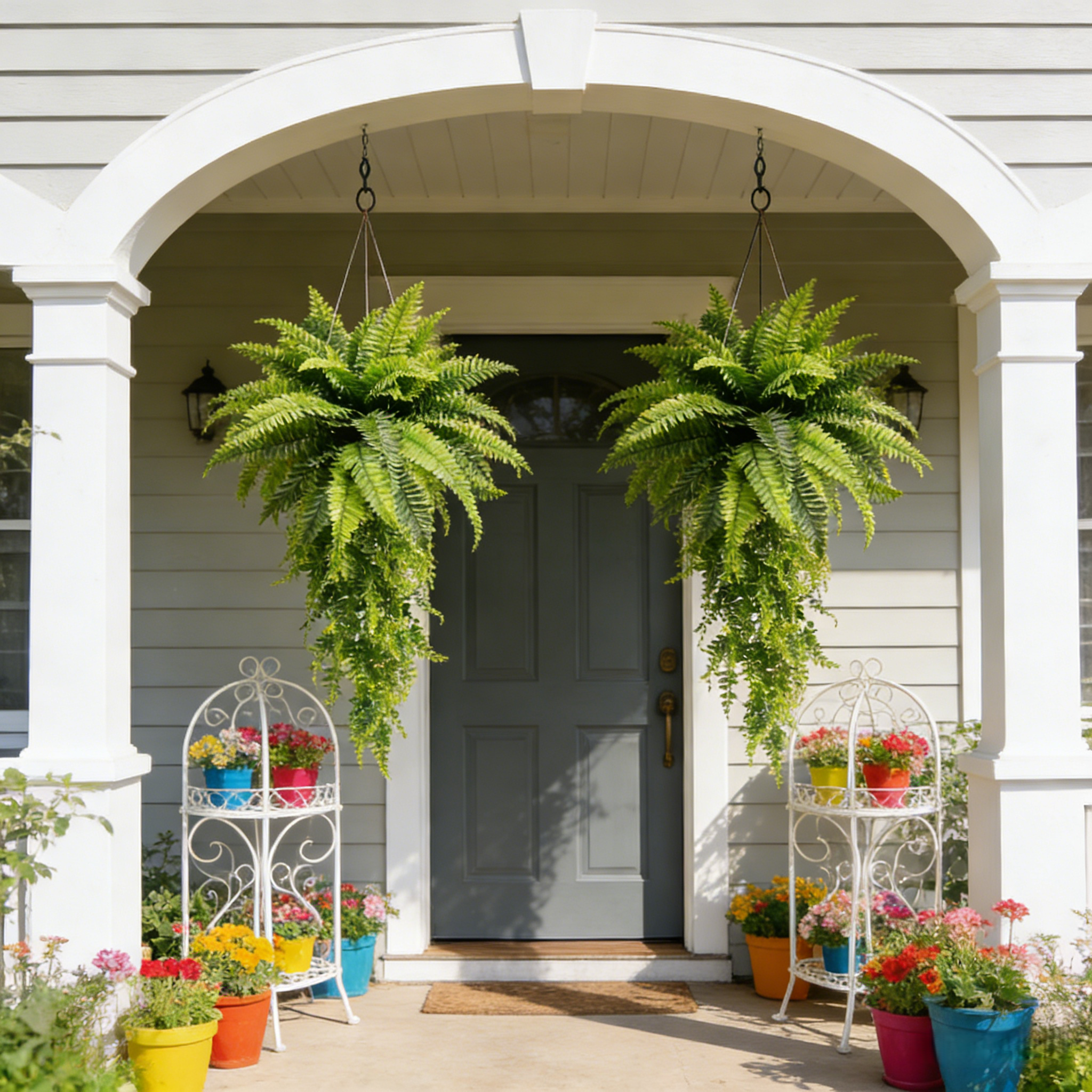 Large Artificial Boston Fern Feel Real Hanging Plants