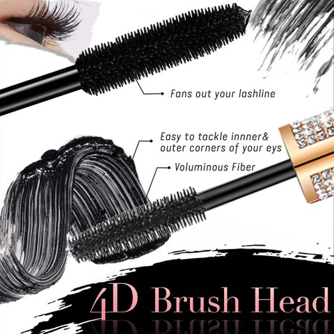 4D Flash Diamond Waterproof Silk Fiber Thick Lengthening Mascara