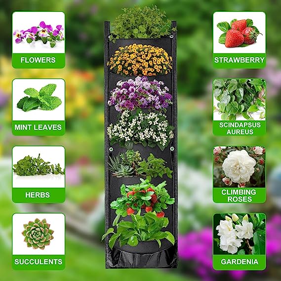 7 Pockets Hanging Vertical Planter