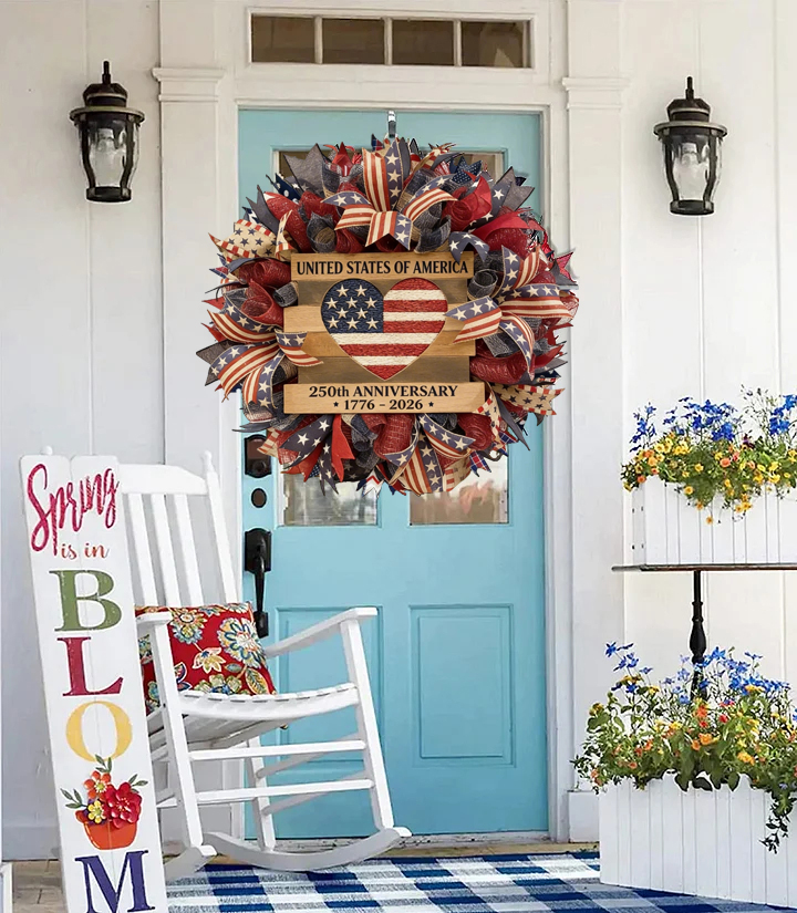 Handmade USA 250th Anniversary Patriotic Wreath