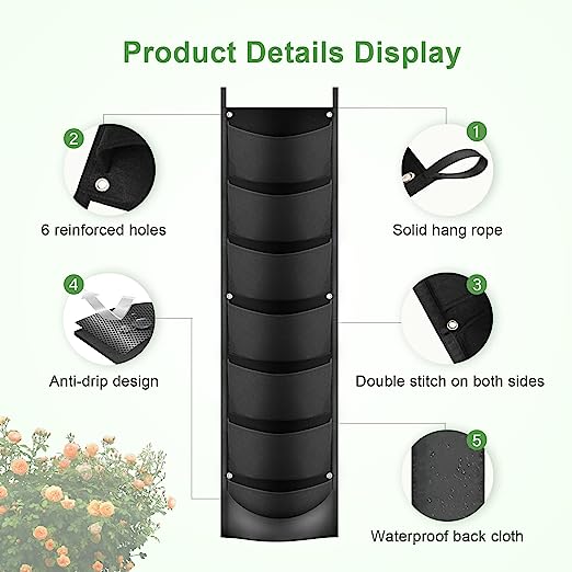 7 Pockets Hanging Vertical Planter