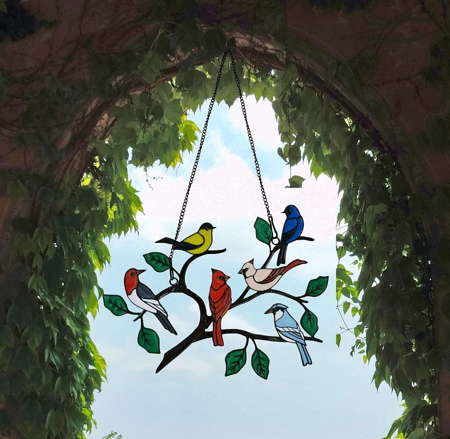 🔥Last Day 49% OFF🎁The Best Christmas Gift - Birds Stained Window Panel Hangings🐦