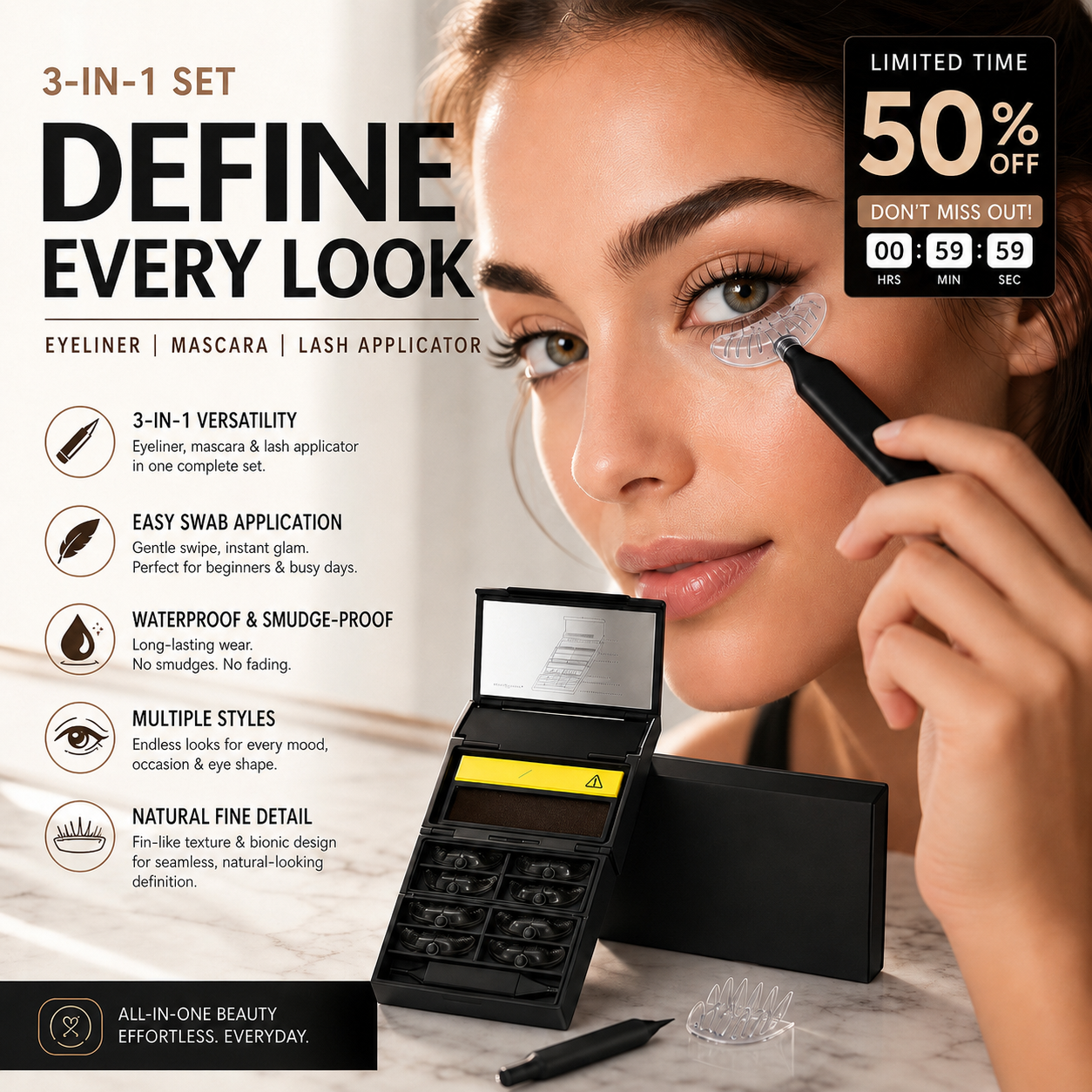 š„³BUY 1 GET 1 FREEš50K+ SOLD!š„ 50% OFF! 3-in-1 Kit: Eyeliner and Lower Lash Stamp