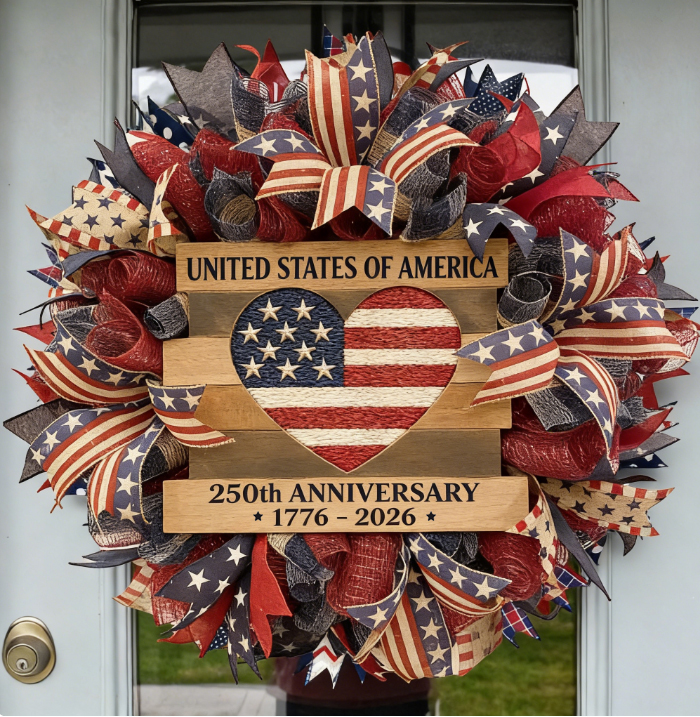 Handmade USA 250th Anniversary Patriotic Wreath