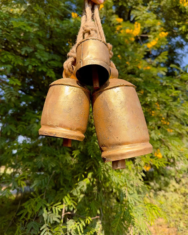Giant Vintage Rustic Tin Metal Cow Bells