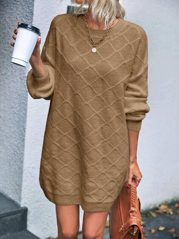Solid Drop Shoulder Sweater Dress