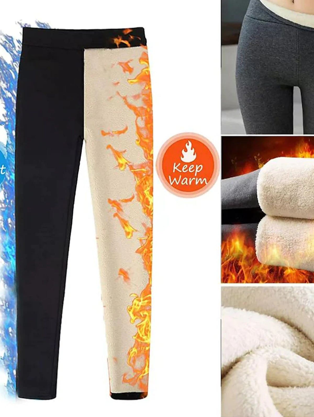 Patched Detail Fleece Lined High Wasit Leggings