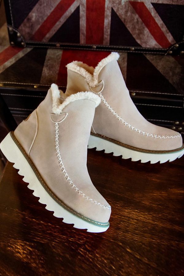 Solid Platform Fuzzy Winter Boots
