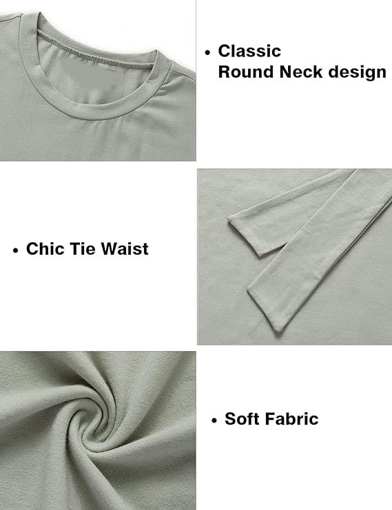 Women's Summer Sleeveless T Shirt Dress Tie Waist Ruched Crewneck Bodycon Mini Dress