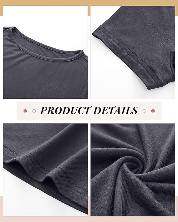 3 Pcs Women's Short Sleeve Crop Tops, Boat Neck Slim Fitted Cropped Shirts Workout Basic Tops