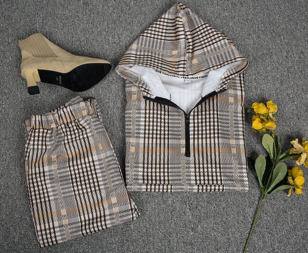 Plaid Days Casual Hoodie and Pants 2-Piece Set