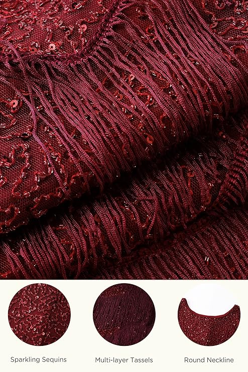 1920s Flapper Dress Gatsby Fringed Dress Roaring 20s Beaded Dress Art Deco Dress for Gatsby Themed Party Prom