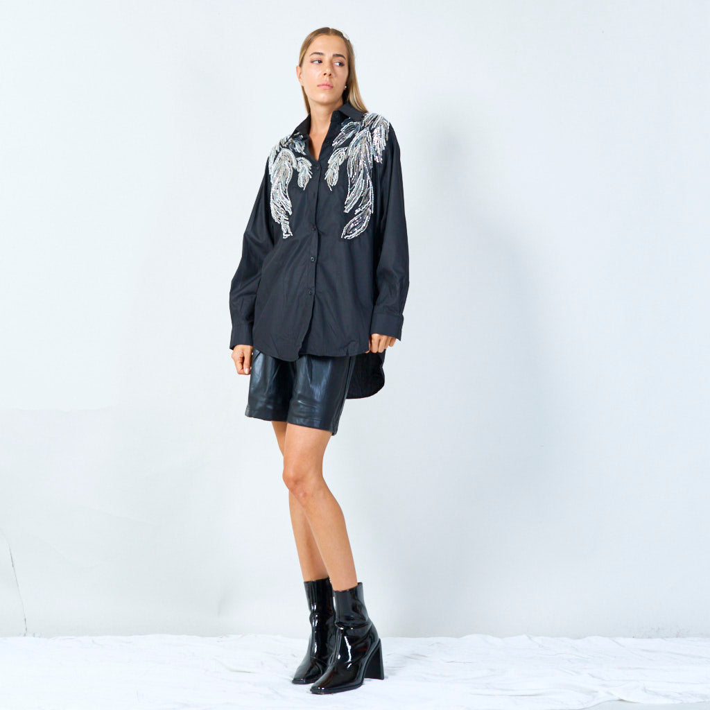 Chic sequin-embellished button-up blouse wholesale