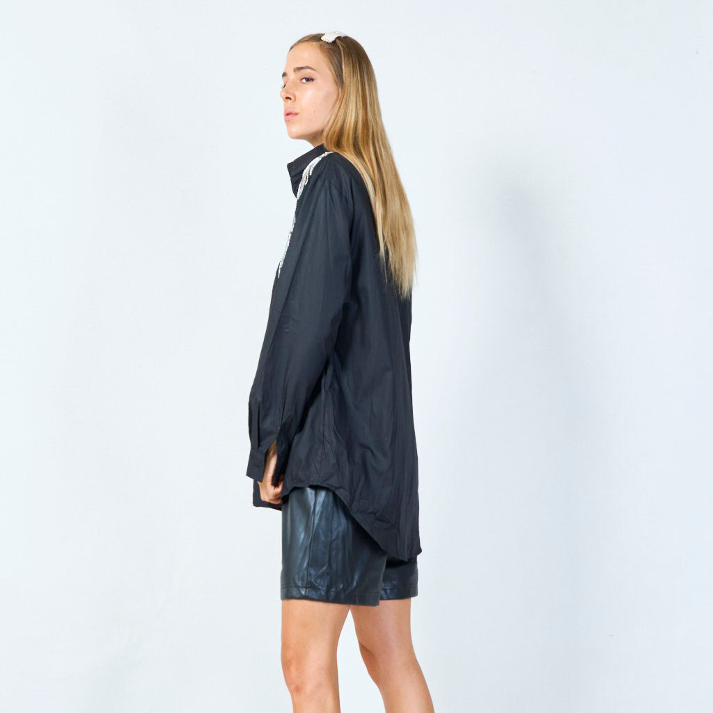 Chic sequin-embellished button-up blouse wholesale