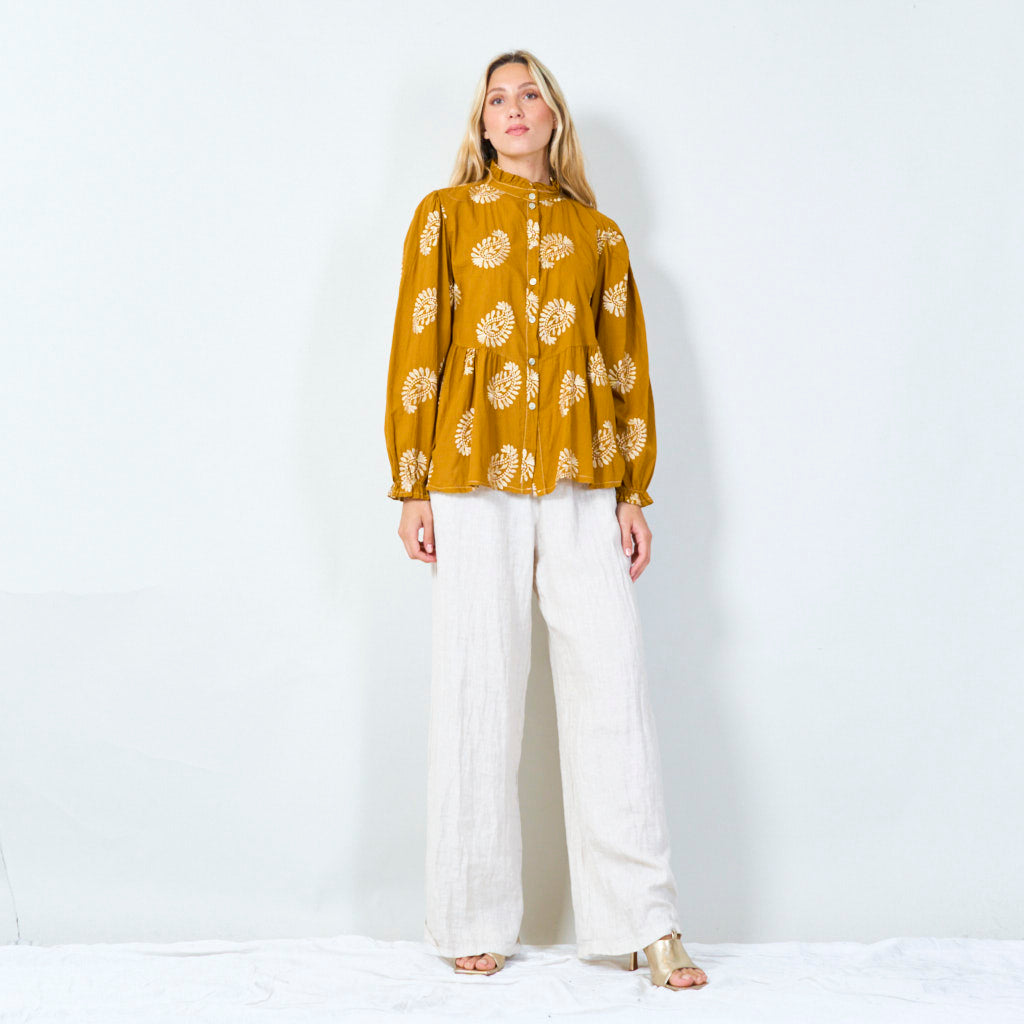 Floral print peplum blouse wholesale