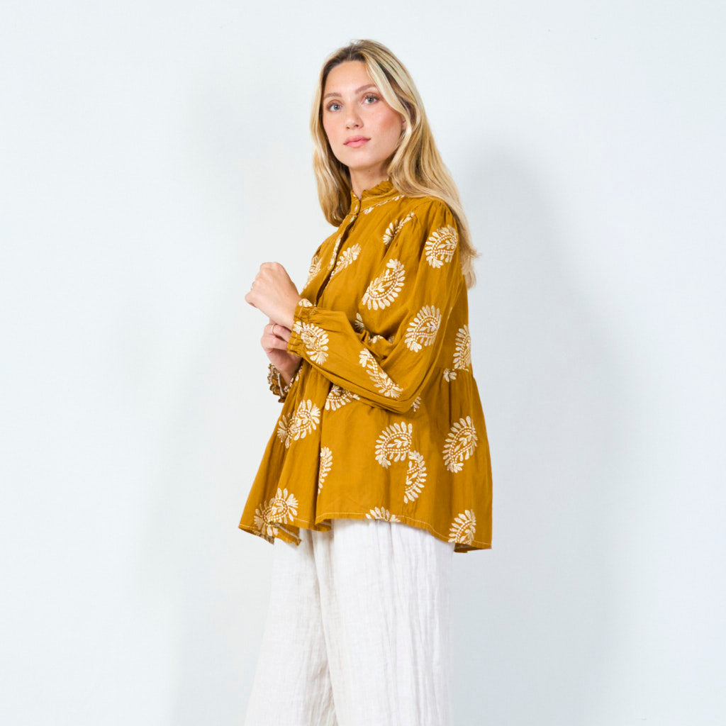 Floral print peplum blouse wholesale