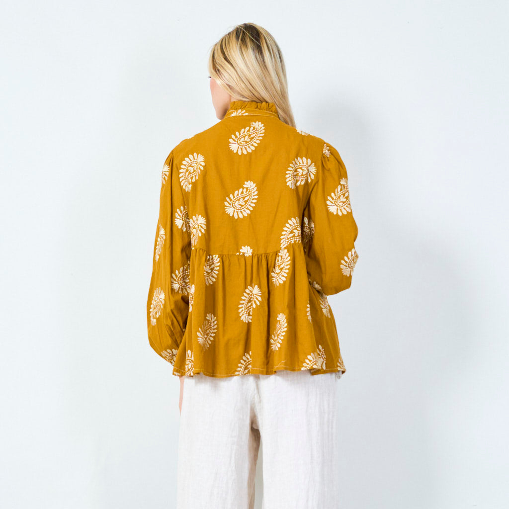 Floral print peplum blouse wholesale