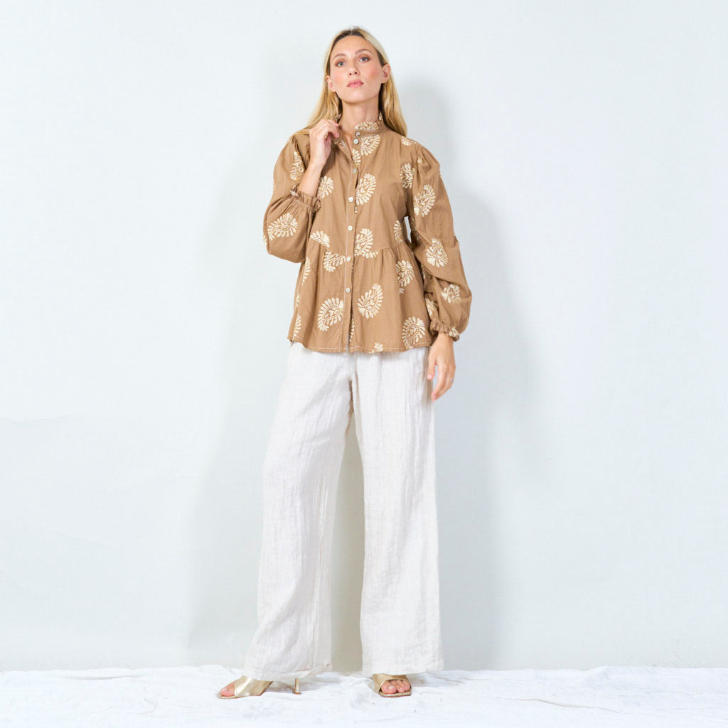 Floral print peplum blouse wholesale