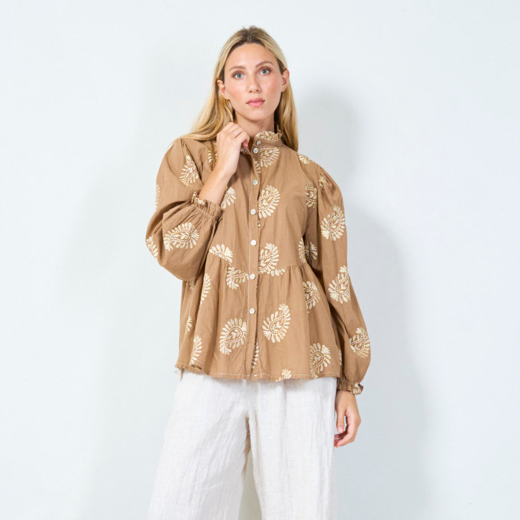 Floral print peplum blouse wholesale