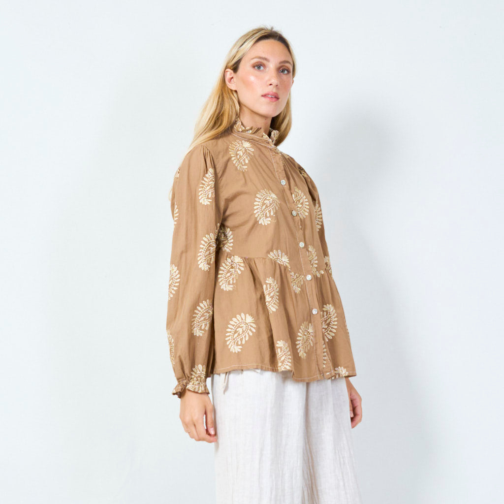 Floral print peplum blouse wholesale