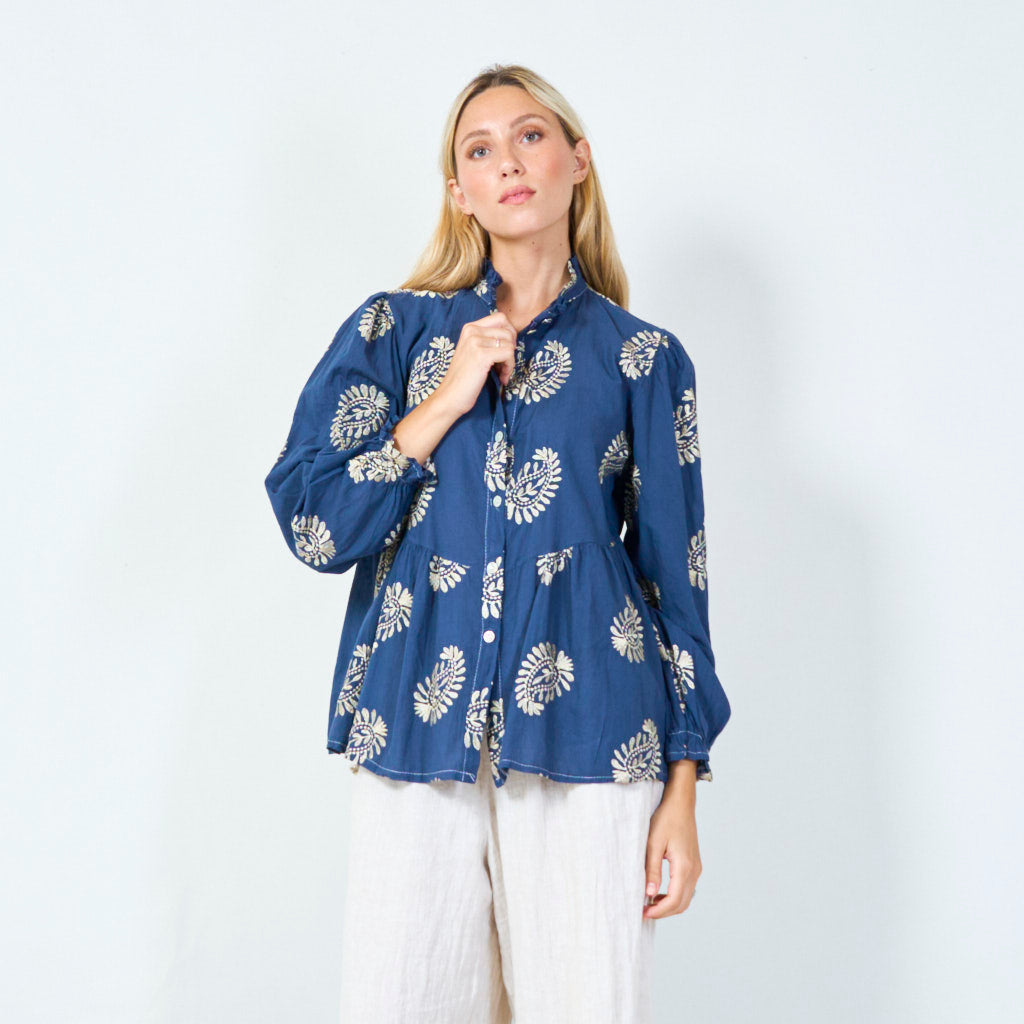 Floral print peplum blouse wholesale